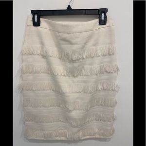 Banana Republic Heritage cream pencil skirt with fringe NWT size 4